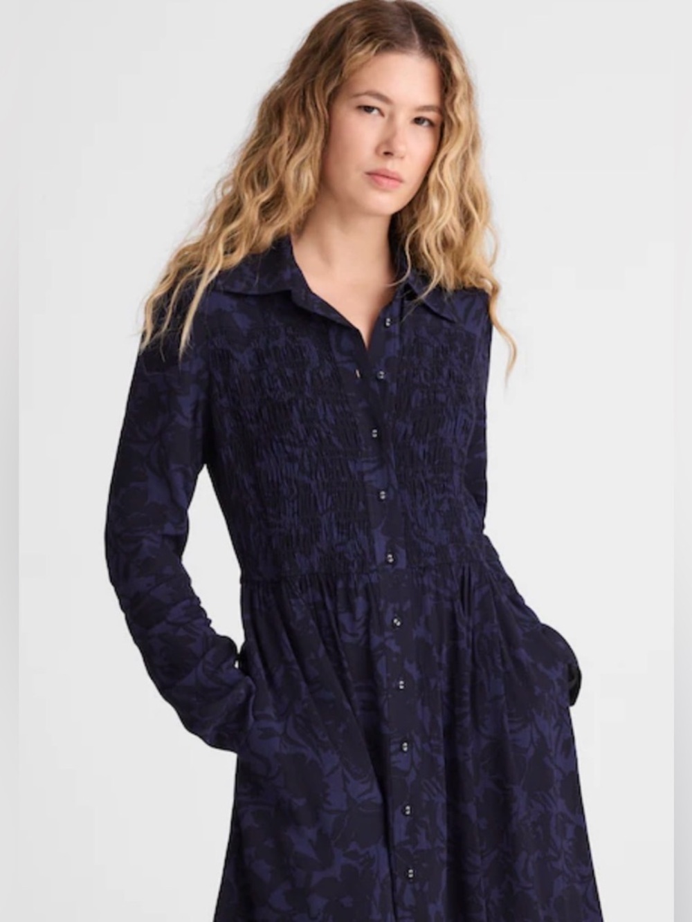 NWT Madewell Smocked Midi Shirtdress size 6 - Picture 2 of 8
